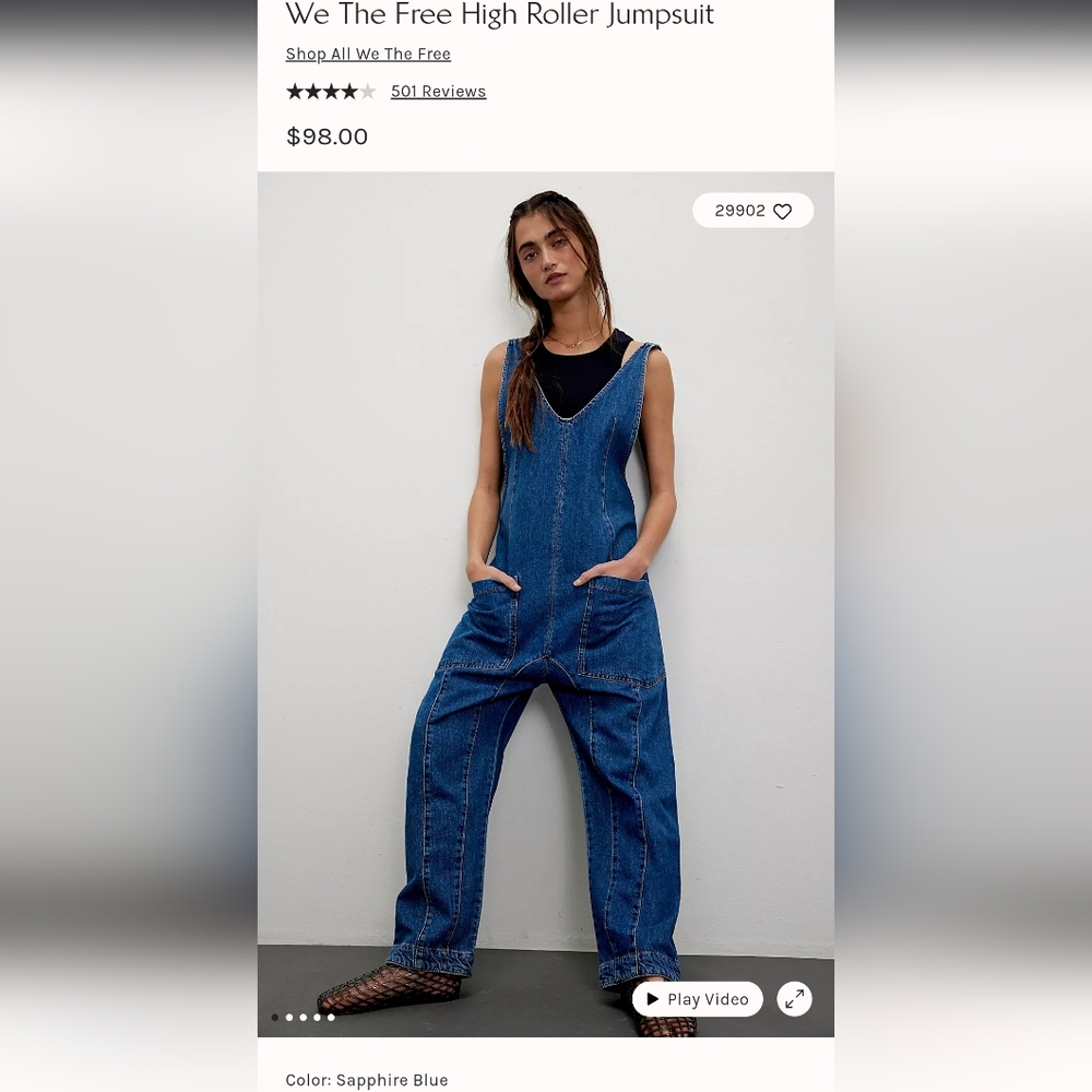 We The Free High Roller Jumpsuit Size S